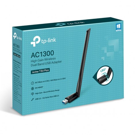 TP-LINK USB klient Archer T3U Plus 2.4GHz i 5GHz, IPv6, 867Mbps, stały anténa, 802.11ac, 5dBi antena TP-LINK USB klient Archer T3U Plus 2.4GHz i 5GHz, IPv6, 867Mbps, stały anténa, 802.11ac, 5dBi antena