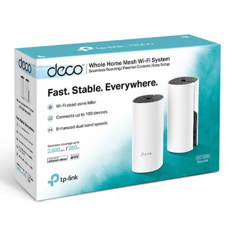 TP-LINK Wifi Mesh kit Deco M4(2-pack) 2.4GHz i 5GHz, access point, IPv6, 1200Mbps, zintegrowana anténa, 802.11ac, TP-LINK Wifi Mesh kit Deco M4(2-pack) 2.4GHz i 5GHz, access point, IPv6, 1200Mbps, zintegrowana anténa, 802.11ac,