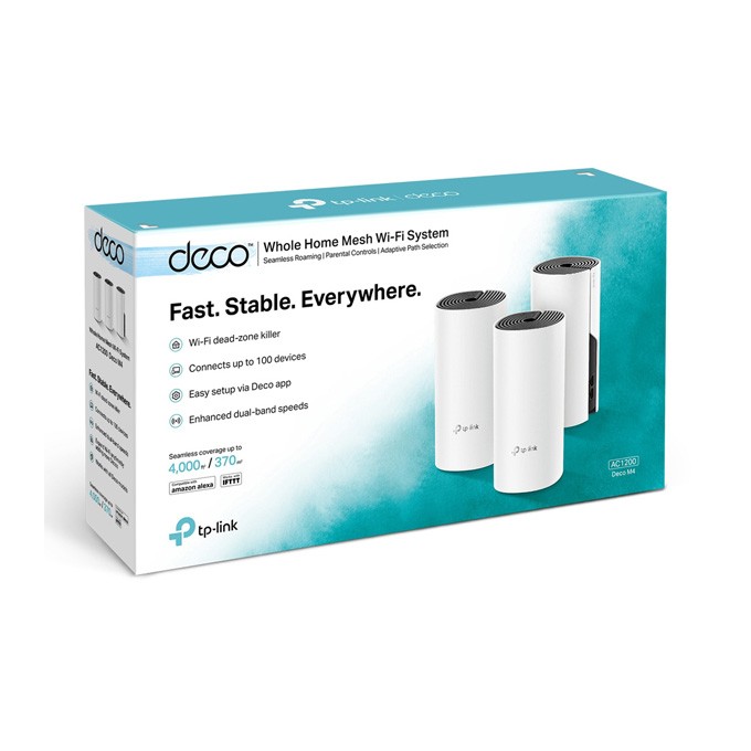 TP-LINK Wifi Mesh kit Deco M4(3-pack) 2.4GHz i 5GHz, access point, IPv6, 1200Mbps, wbudowana anténa, 802.11ac, 3-Pack, 
