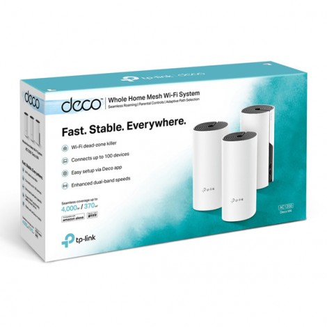 TP-LINK Wifi Mesh kit Deco M4(3-pack) 2.4GHz i 5GHz, access point, IPv6, 1200Mbps, wbudowana anténa, 802.11ac, 3-Pack, TP-LINK Wifi Mesh kit Deco M4(3-pack) 2.4GHz i 5GHz, access point, IPv6, 1200Mbps, wbudowana anténa, 802.11ac, 3-Pack,