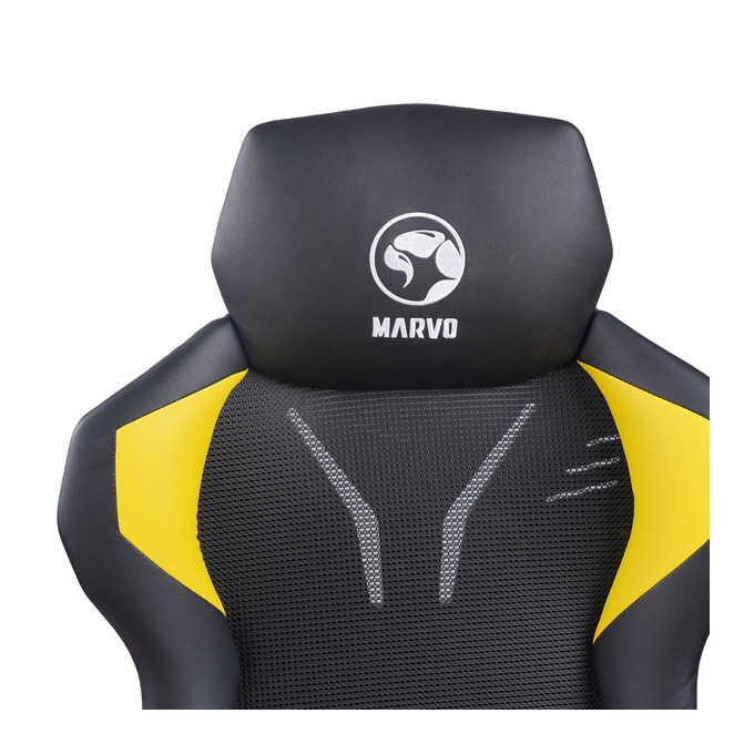 Dla gracza fotel Marvo CH-133, czarna, zagłówek i poduszka lędźwiowa