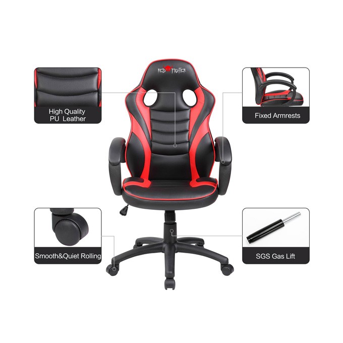 Fotel Red Fighter C6, czarno-czerwona