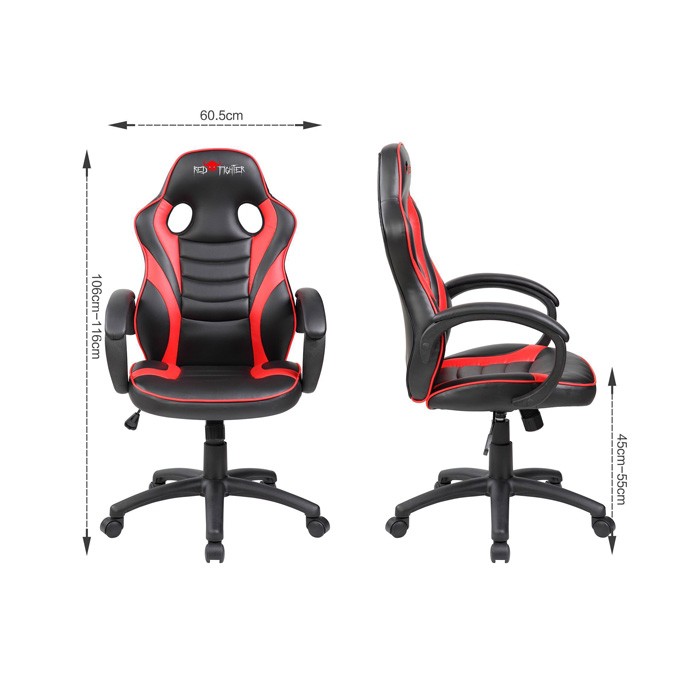 Fotel Red Fighter C6, czarno-czerwona