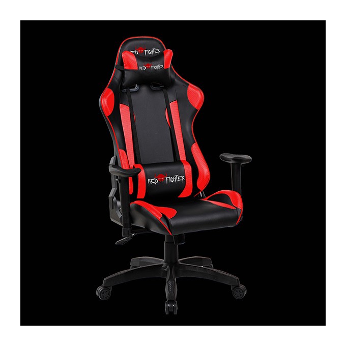 Dla gracza fotel Red Fighter C8, czarna, odczepiany zagłówek, podświetlenie RGB, EOL