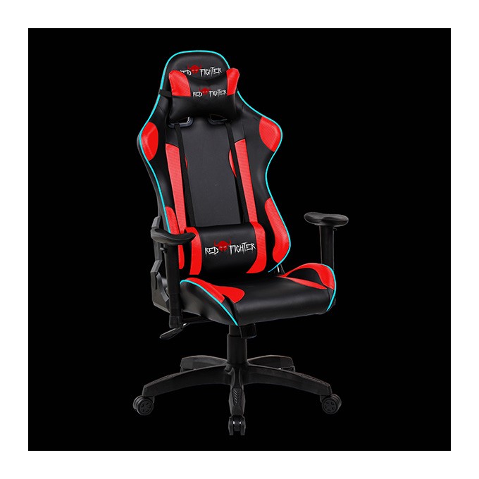 Dla gracza fotel Red Fighter C8, czarna, odczepiany zagłówek, podświetlenie RGB, EOL