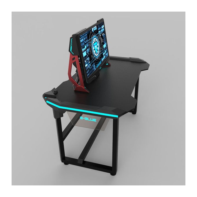 E-blue Biurko dla gracza EGT536BK, 136,5 x 80,3cm, 81 cm, podświetlenie, do okelejenie blatu biurka