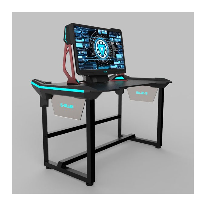 E-blue Biurko dla gracza EGT536BK, 136,5 x 80,3cm, 81 cm, podświetlenie, do okelejenie blatu biurka