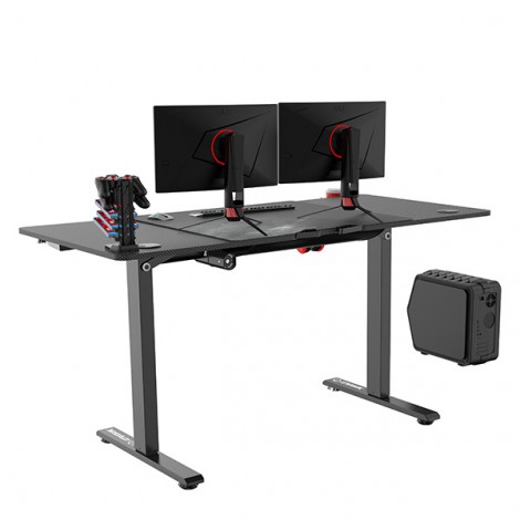 ULTRADESK Biurko dla gracza LEVEL V2, 140x68cm, 72-117cm, elektycznie regulowany, z podkładką pod mysz XXL, uchwyt na 