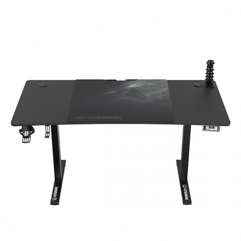 ULTRADESK Biurko dla gracza LEVEL V2, 140x68cm, 72-117cm, elektycznie regulowany, z podkładką pod mysz XXL, uchwyt na 