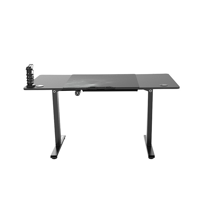 ULTRADESK Biurko dla gracza LEVEL V2, 140x68cm, 72-117cm, elektycznie regulowany, z podkładką pod mysz XXL, uchwyt na 
