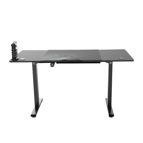 ULTRADESK Biurko dla gracza LEVEL V2, 140x68cm, 72-117cm, elektycznie regulowany, z podkładką pod mysz XXL, uchwyt na 