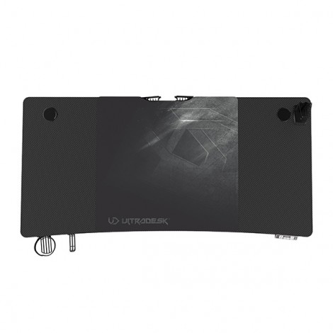 ULTRADESK Biurko dla gracza LEVEL V2, 140x68cm, 72-117cm, elektycznie regulowany, z podkładką pod mysz XXL, uchwyt na 