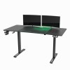 ULTRADESK Biurko dla gracza LEVEL V2 GREEN, 140x68cm, 72-117cm, elektycznie regulowany, z podkładką pod mysz XXL, 