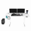 ULTRADESK Biurko dla gracza LEVEL V2 WHITE, 140x68cm, 72-117cm, elektycznie regulowany, z podkładką pod mysz XXL, 