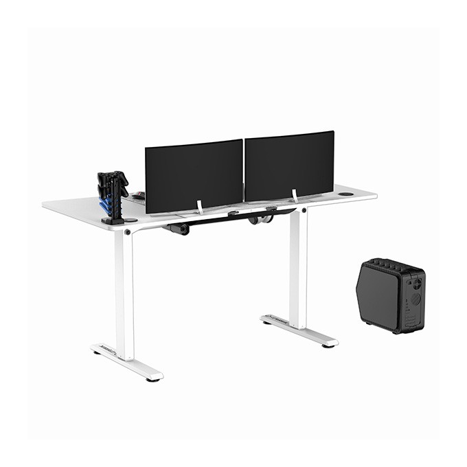 ULTRADESK Biurko dla gracza LEVEL V2 WHITE, 140x68cm, 72-117cm, elektycznie regulowany, z podkładką pod mysz XXL, 