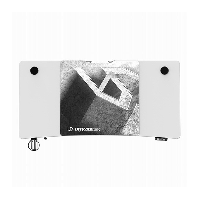 ULTRADESK Biurko dla gracza LEVEL V2 WHITE, 140x68cm, 72-117cm, elektycznie regulowany, z podkładką pod mysz XXL, 