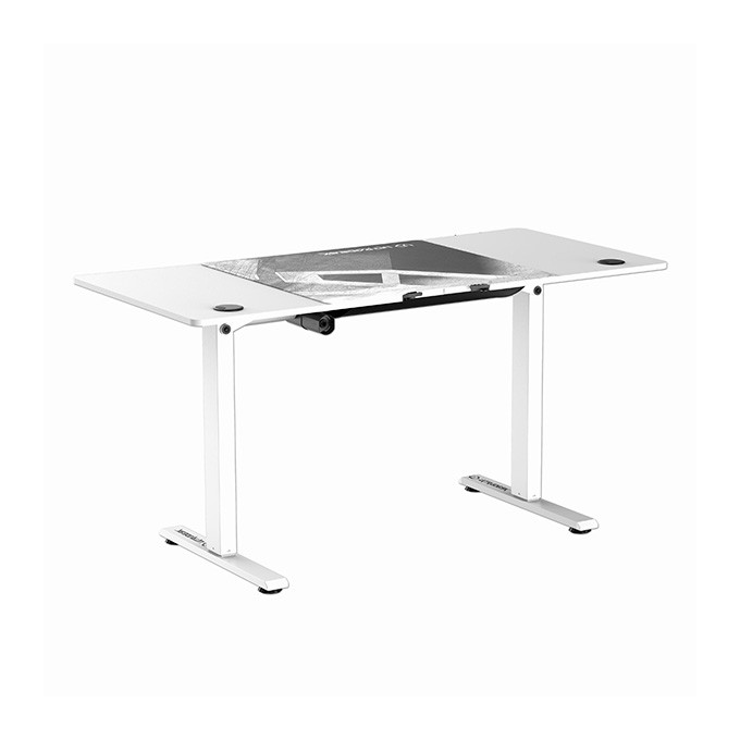 ULTRADESK Biurko dla gracza LEVEL V2 WHITE, 140x68cm, 72-117cm, elektycznie regulowany, z podkładką pod mysz XXL, 