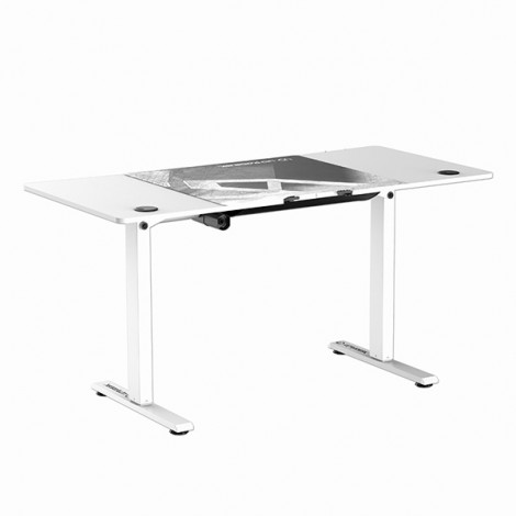 ULTRADESK Biurko dla gracza LEVEL V2 WHITE, 140x68cm, 72-117cm, elektycznie regulowany, z podkładką pod mysz XXL, 