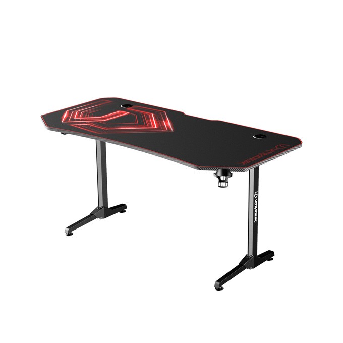ULTRADESK Biurko dla gracza FRAG XXL RED, 160 x 75 cm, 75 cm, uchwyty na słuchawki i napoje, z podkładką XXL na cały 