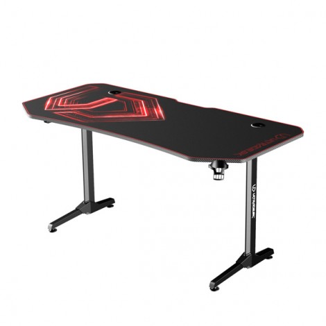 ULTRADESK Biurko dla gracza FRAG XXL RED, 160 x 75 cm, 75 cm, uchwyty na słuchawki i napoje, z podkładką XXL na cały 