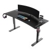 ULTRADESK Biurko dla gracza Ultradesk CRUISER BLACK, 160x70 cm, 66-82 cm, uchwyt na słuchawki, 3 otwory na kable, 