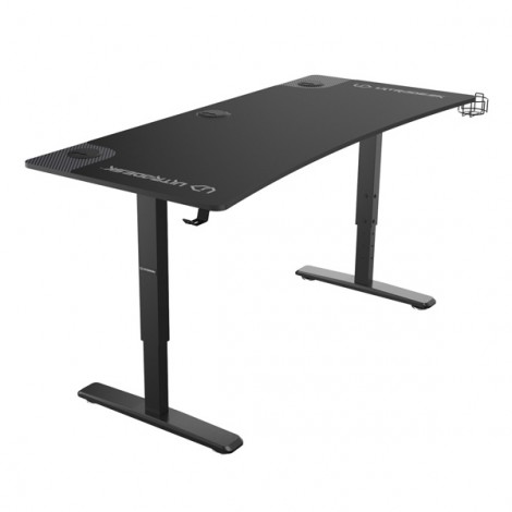 ULTRADESK Biurko dla gracza Ultradesk CRUISER BLACK, 160x70 cm, 66-82 cm, uchwyt na słuchawki, 3 otwory na kable, 