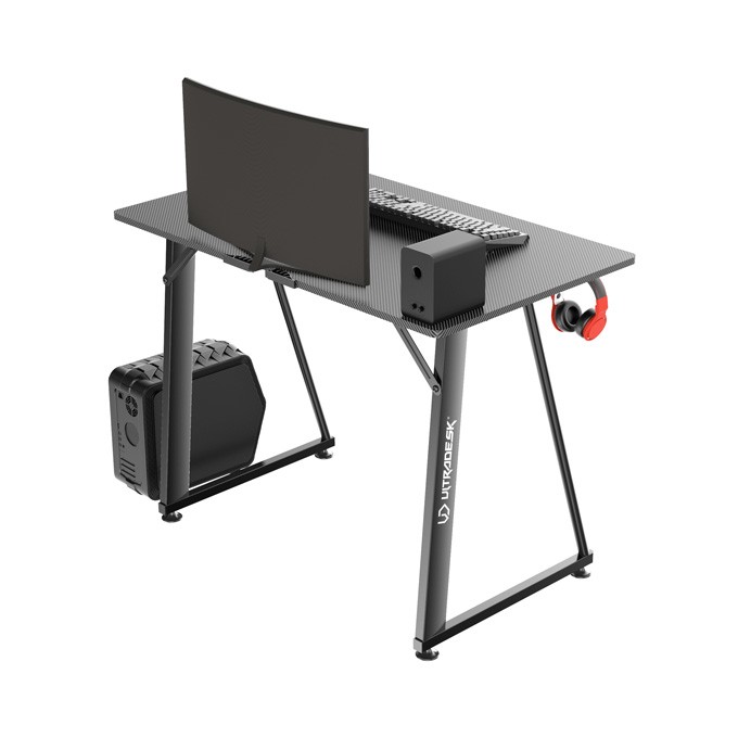 ULTRADESK Biurko dla gracza ENTER V2, 100x60 cm, 75cm, z uchwytem na słuchawki, kompaktowy rozmiar