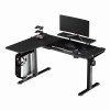 ULTRADESK Biurko dla gracza WINGER - czarny, 111x155x60 cm, 75-122 cm, elektycznie regulowany, podświetlenie RGB, 