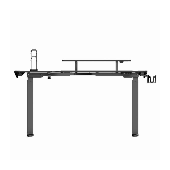 ULTRADESK Biurko dla gracza WINGER - czarny, 111x155x60 cm, 75-122 cm, elektycznie regulowany, podświetlenie RGB, 