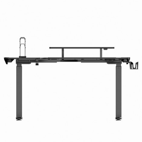 ULTRADESK Biurko dla gracza WINGER - czarny, 111x155x60 cm, 75-122 cm, elektycznie regulowany, podświetlenie RGB, 