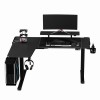 ULTRADESK Biurko dla gracza WINGER - czarny, 111x155x60 cm, 75-122 cm, elektycznie regulowany, podświetlenie RGB, 