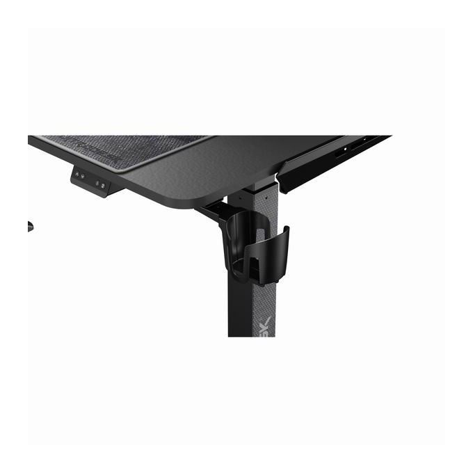 ULTRADESK Biurko dla gracza WINGER - czarny, 111x155x60 cm, 75-122 cm, elektycznie regulowany, podświetlenie RGB, 