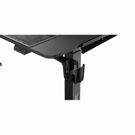 ULTRADESK Biurko dla gracza WINGER - czarny, 111x155x60 cm, 75-122 cm, elektycznie regulowany, podświetlenie RGB, 