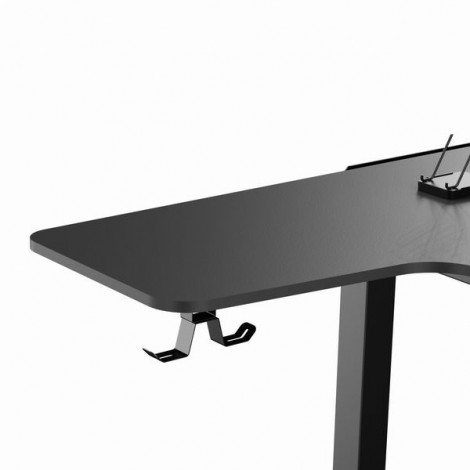 ULTRADESK Biurko dla gracza WINGER - czarny, 111x155x60 cm, 75-122 cm, elektycznie regulowany, podświetlenie RGB, 
