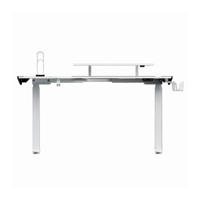 ULTRADESK Biurko dla gracza WINGER - biały, 111x155x60 cm, 75-122 cm, elektycznie regulowany, podświetlenie RGB, 