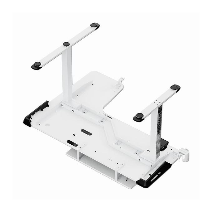 ULTRADESK Biurko dla gracza WINGER - biały, 111x155x60 cm, 75-122 cm, elektycznie regulowany, podświetlenie RGB, 