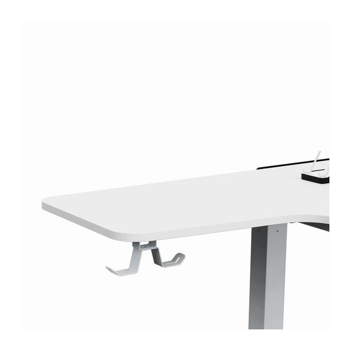 ULTRADESK Biurko dla gracza WINGER - biały, 111x155x60 cm, 75-122 cm, elektycznie regulowany, podświetlenie RGB, 