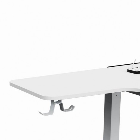 ULTRADESK Biurko dla gracza WINGER - biały, 111x155x60 cm, 75-122 cm, elektycznie regulowany, podświetlenie RGB, 