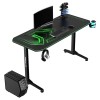 ULTRADESK Biurko dla gracza FRAG - GREEN V3, 140x60 cm, 76 cm, z podkładką pod mysz, uchwyt na słuchawki i napój