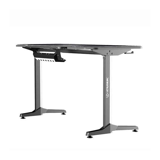 ULTRADESK Biurko dla gracza FRAG - WHITE V3, 140x60 cm, 76 cm, z podkładką pod mysz, uchwyt na słuchawki i napój