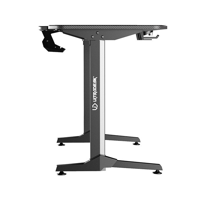 ULTRADESK Biurko dla gracza FRAG - WHITE V3, 140x60 cm, 76 cm, z podkładką pod mysz, uchwyt na słuchawki i napój