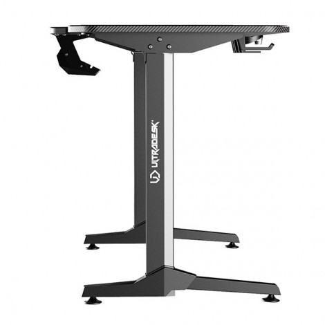 ULTRADESK Biurko dla gracza FRAG - WHITE V3, 140x60 cm, 76 cm, z podkładką pod mysz, uchwyt na słuchawki i napój