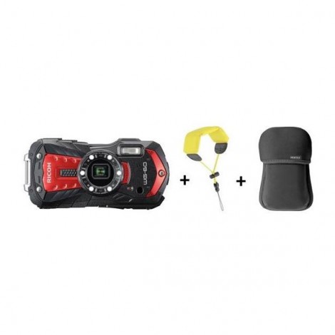 Aparat kompaktowy, WG-60, Ricoh, 383200, czerwony, Kit (NEOPRENE CASE + FLOATING STRAP)