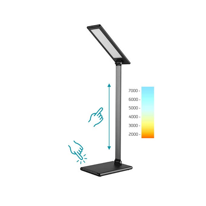 Lampka na biurko LED stmívatelná szara, 8W, z płynną regulacją natężenia światła, 100-240V, Diody LED SMD2835 