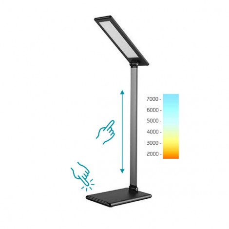 Lampka na biurko LED stmívatelná szara, 8W, z płynną regulacją natężenia światła, 100-240V, Diody LED SMD2835 Lampka na biurko LED stmívatelná szara, 8W, z płynną regulacją natężenia światła, 100-240V, Diody LED SMD2835