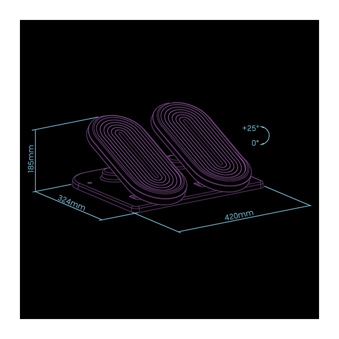 Podstawa ergonomiczna pod nogi, FOOTPODIUM czarny, plastikowy, ULTRADESK
