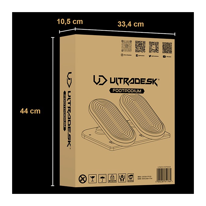 Podstawa ergonomiczna pod nogi, FOOTPODIUM czarny, plastikowy, ULTRADESK