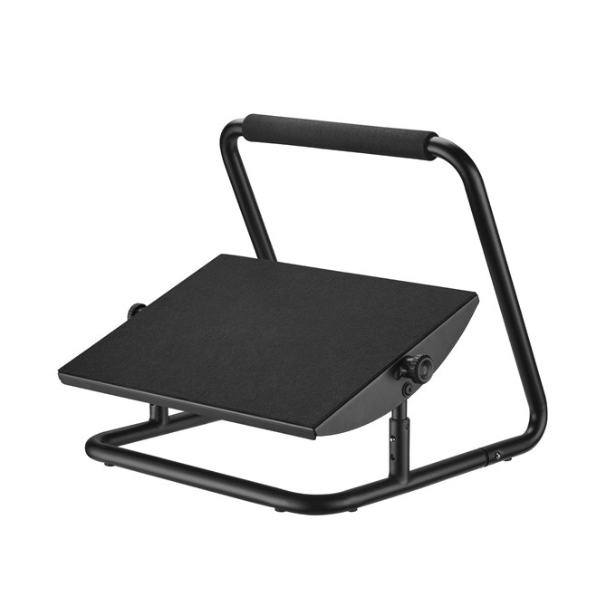 Podstawa ergonomiczna pod nogi, możliwość wyprostowania nóg, czarny, stal, 25 kg nośność, Powerton, regulowana 