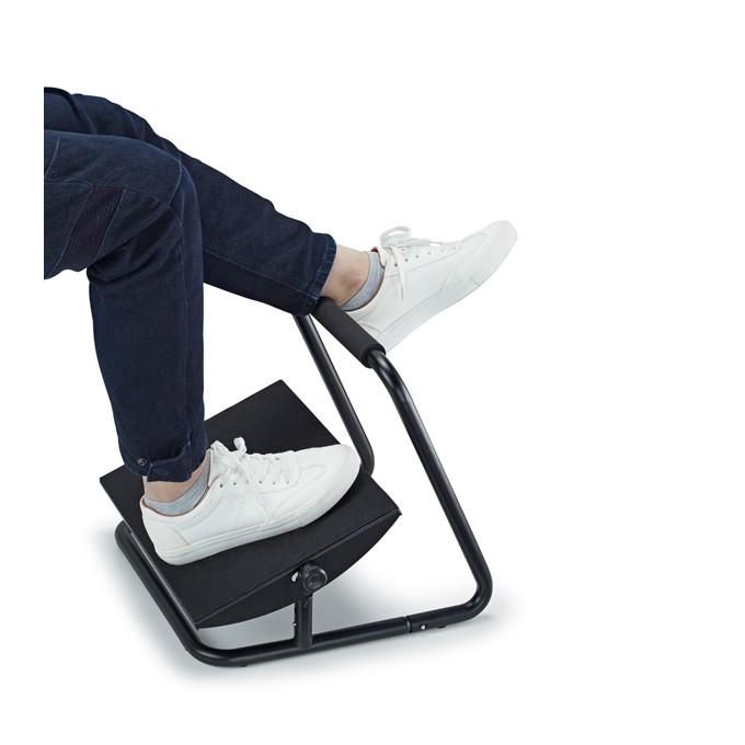 Podstawa ergonomiczna pod nogi, możliwość wyprostowania nóg, czarny, stal, 25 kg nośność, Powerton, regulowana 