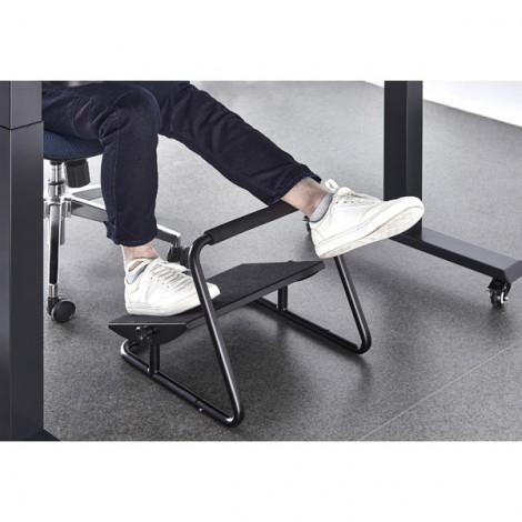 Podstawa ergonomiczna pod nogi, możliwość wyprostowania nóg, czarny, stal, 25 kg nośność, Powerton, regulowana 